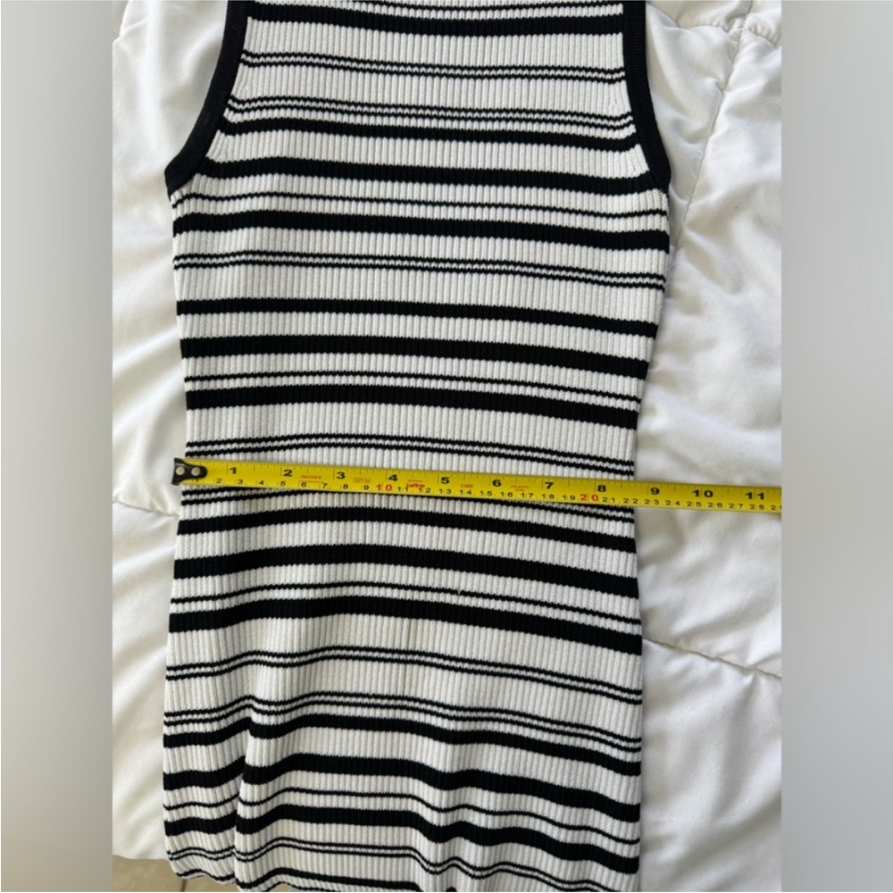 bebe Black White Stripe Mock Neck Bodycon Midi Dress Minimal 90s Chic Small‎ - Picture 14 of 16